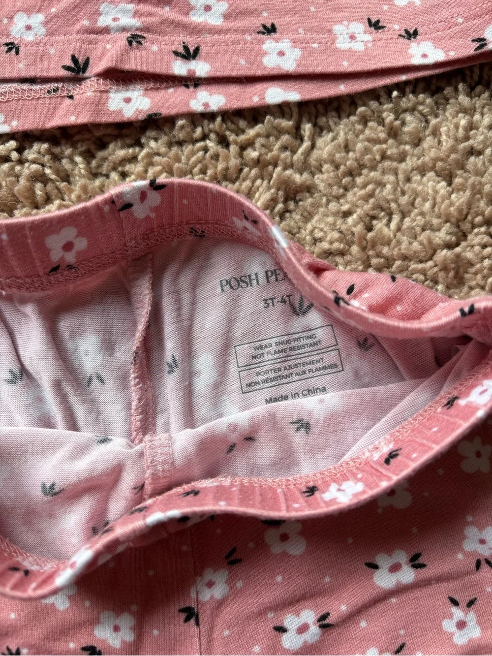3T-4T Pink Floral Long-Sleeve Pajama Set: Posh Peanut